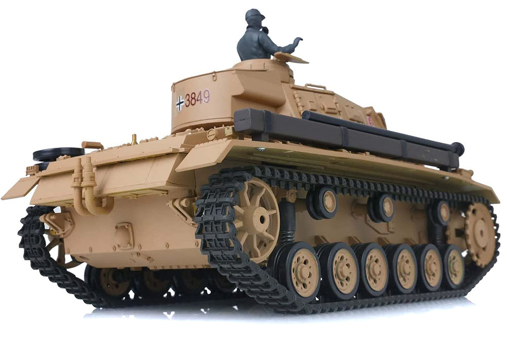 1/16 Scale German Panzer III AUSF H RC Tank, 2.4Ghz R/C Model HL3849-1 7.0