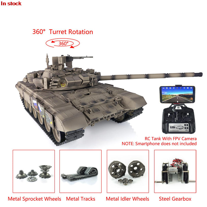 1/16 Scale T-90 RC Main Battle Tank, 2.4Ghz Remote Control Model HL3938-1 7.0