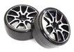 Alloy Machined 10 Spoke Wheels & Tires Set (2) for 1/10 Drift W=26mm