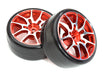 Alloy Machined 10 Spoke Wheels & Tires Set (2) for 1/10 Drift W=26mm