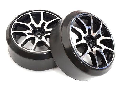 Alloy Machined 10 Spoke Wheels & Tires Set (2) for 1/10 Drift W=26mm