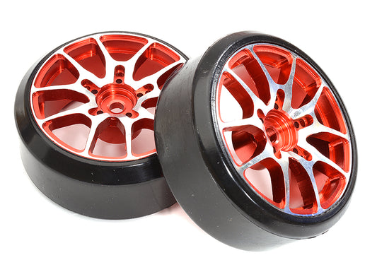 Alloy Machined 10 Spoke Wheels & Tires Set (2) for 1/10 Drift W=26mm