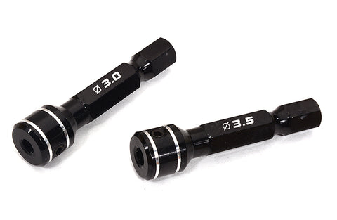 Alloy Machined 1/4 Inch Drive Hex Adapters, Holds Tips 3mm & 3.5mm Bits