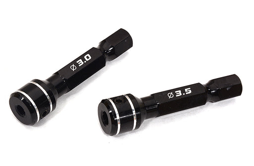 Alloy Machined 1/4 Inch Drive Hex Adapters, Holds Tips 3mm & 3.5mm Bits