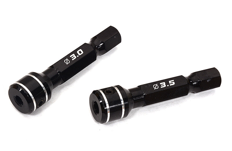 Alloy Machined 1/4 Inch Drive Hex Adapters, Holds Tips 3mm & 3.5mm Bits