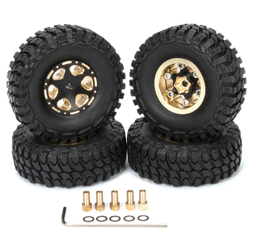 Brass Weight Add-On (4) Wheels & Tires 175g Total for Axial SCX24 O.D.=55mm