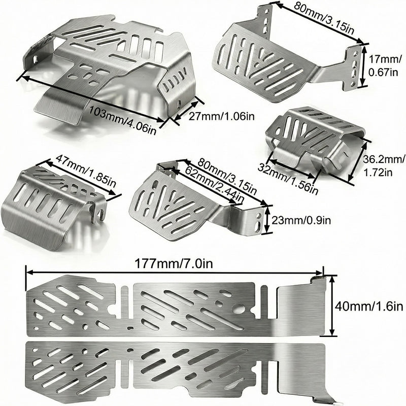 HD Steel Protection Guard & Skid Plates (7) for Traxxas 1/10 TRX-4 Crawler