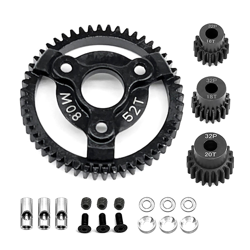 Steel 52T+16+18+20T Gear Set 0.8M 32P for Traxxas 1/10 Slash 2WD & Drag Slash