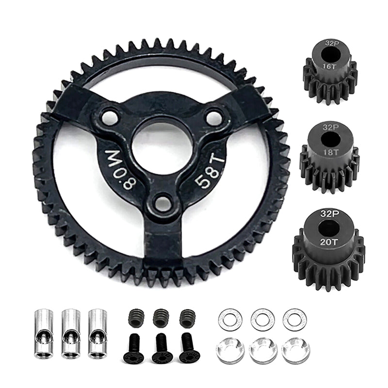 Steel 58T+16+18+20T Gear Set 0.8M 32P for Traxxas 1/10 Slash 2WD & Drag Slash