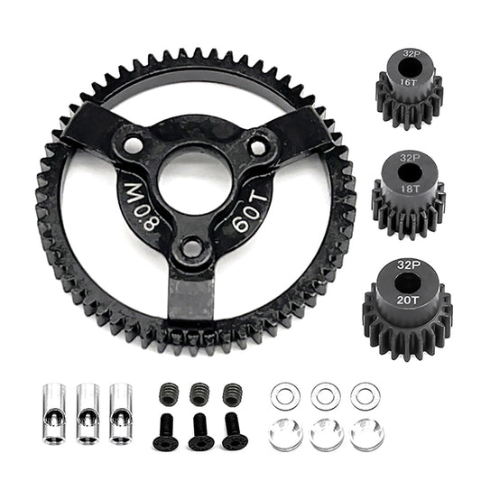 Steel 60T+16+18+20T Gear Set 0.8M 32P for Traxxas 1/10 Slash 2WD & Drag Slash