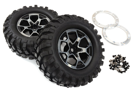 Realistic Alloy 1.9 Wheel & Tire (2) 405g Total for Scale Crawler (O.D.=97mm)