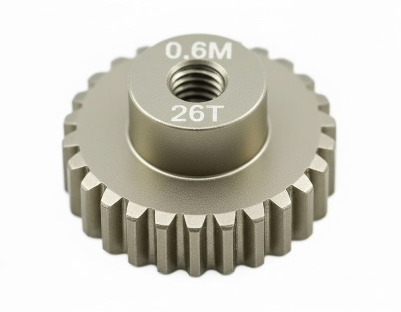 7075 Alloy Machined Mod 0.6 Pinion Gear 26T, 3.17mm Bore/Shaft for Brushless R/C