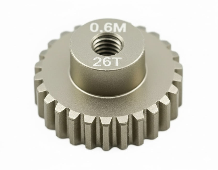 7075 Alloy Machined Mod 0.6 Pinion Gear 26T, 3.17mm Bore/Shaft for Brushless R/C