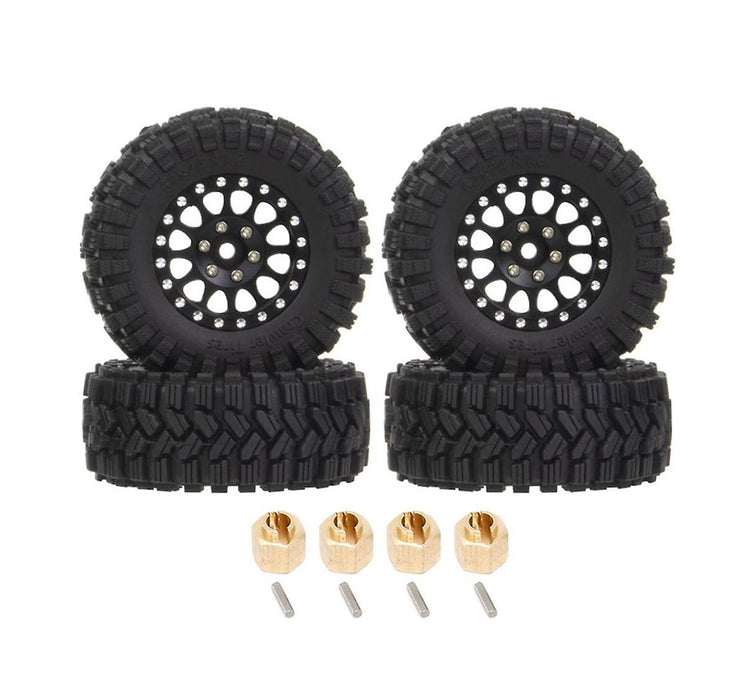 Alloy 1.2 Beadlock Wheels, Tires & Adapters (4) for Traxxas 1/18 TRX-4M