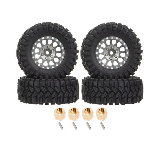 Alloy 1.2 Beadlock Wheels, Tires & Adapters (4) for Traxxas 1/18 TRX-4M