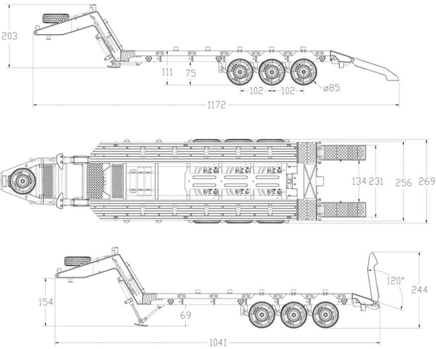 HG-P806 Military Semi Trailer Model ARTR, Type U.S. M747 1/12 Scale