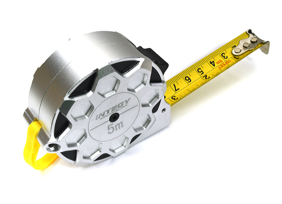 5 Meter Tape Measure by Integy - Alloy Machined Case 15ft Metric & Inch, Silver