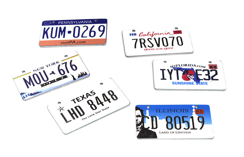 Realistic Medium (6) License Plate 34x19mm Size Scale Model