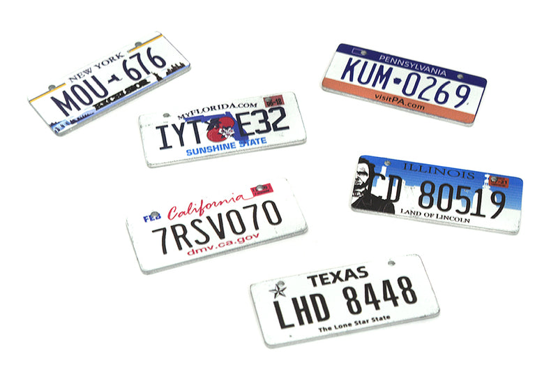 Realistic Small (6) License Plate 34x15mm Size Scale Model