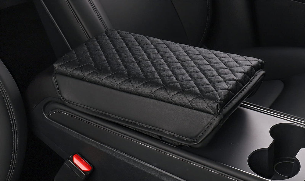 Black PU Leather Armrest Cover for Tesla Model 3/Y