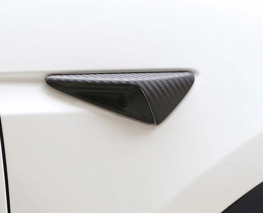 Matte Carbon Side Camera Trim Cover for Tesla 24 Model 3