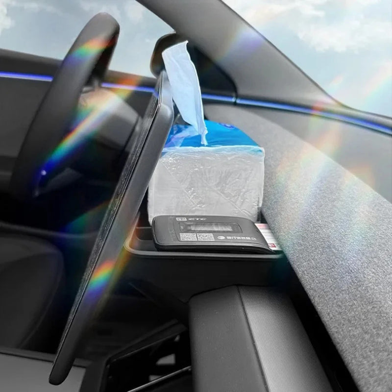 Grey TPE Rear Screen Stand Storage Tray Organizer for Tesla 17-23 Model 3/Y