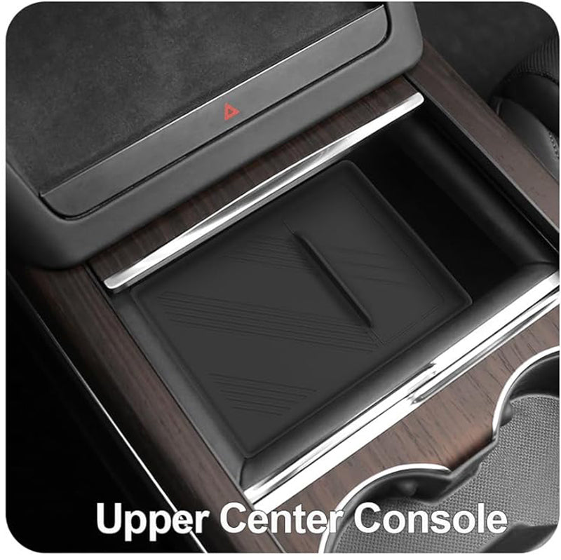 Black Silicone Central Control Upper Storage Pad for Tesla 22-24 Model S/X