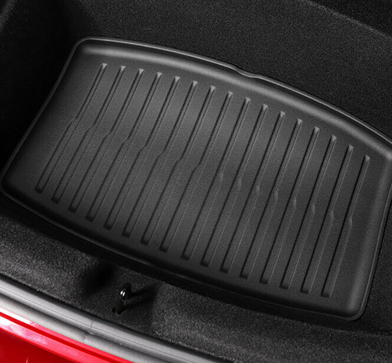 Black TPE Plastic Weather Lower Trunk Mat for Tesla 24 Model 3