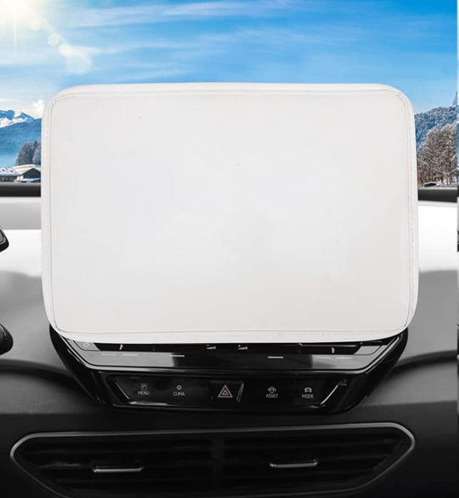 White Synthetic Leather Screen Cover for Tesla 17-23 Model 3/Y