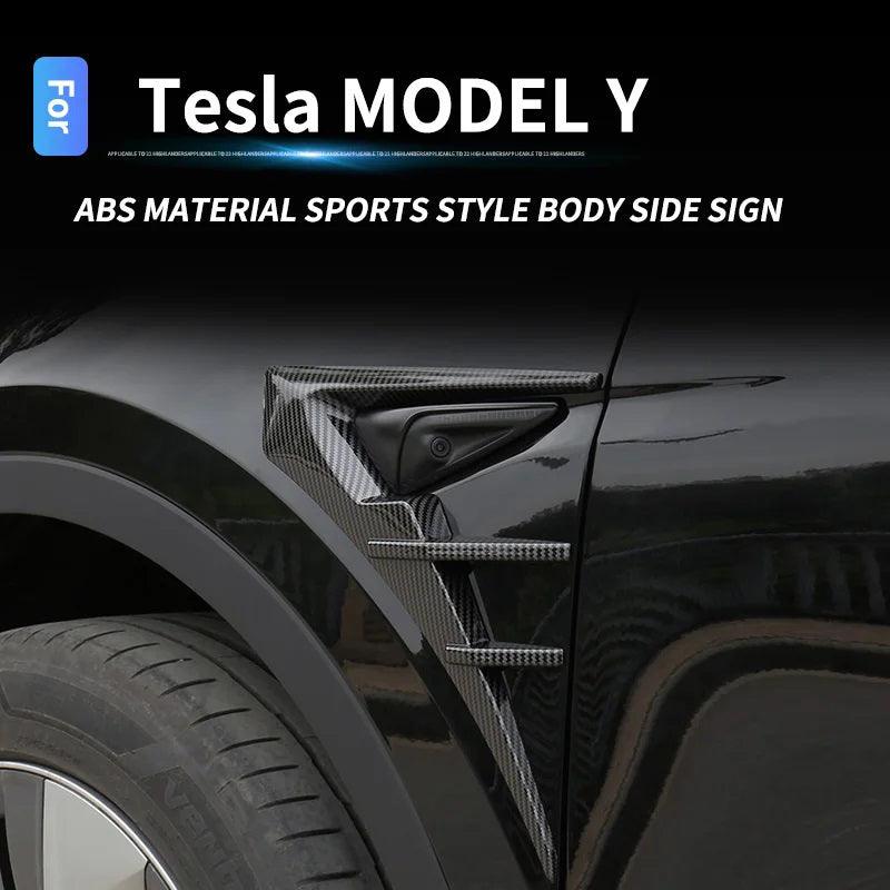 Glossy Carbon Side Camera Wolf Teeth Style Trim Covers for Tesla 20-23.6 Model Y