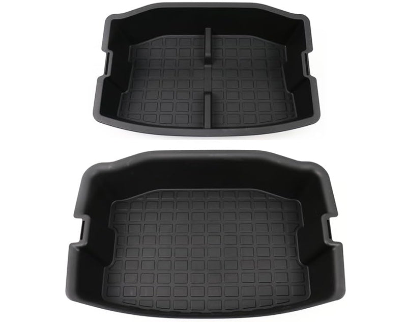 Black TPE Rear Trunk Double Deck Storage Trays 2 Levels for Tesla 17-23 Model 3