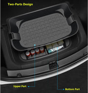 Black TPE Rear Trunk Double Deck Storage Trays 2 Levels for Tesla 17-23 Model 3 - Product image 2