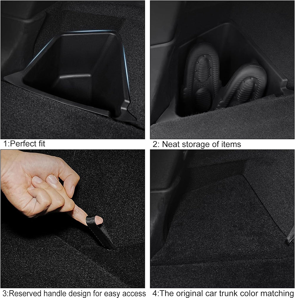 Black Rear Storage Box w/ Cover for Tesla 24 Model 3