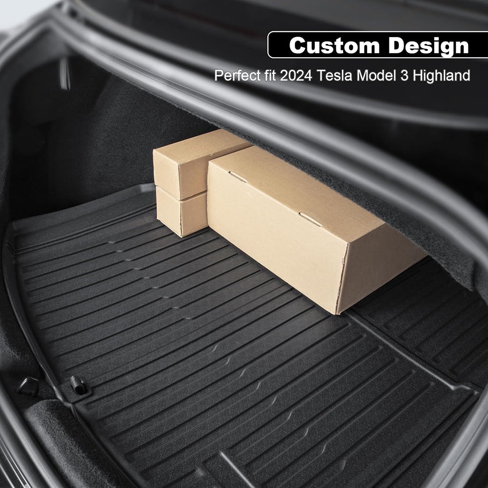 Black TPE Plastic Large Trunk Mat w/ Pattern for Tesla 24 Model 3