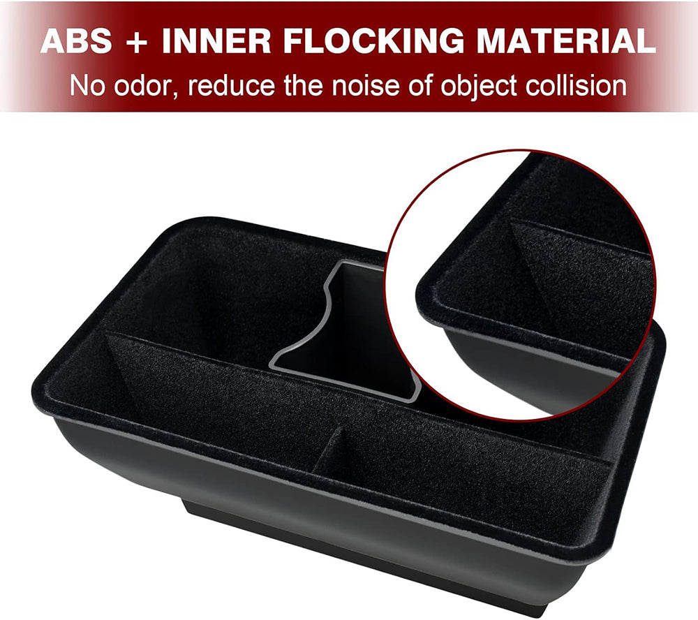 Flocking ABS Rear Center Console Storage Organizer for Tesla 20-24 Model Y