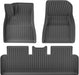 Black TPE Plastic Weather F&R Floor Mats w/ Pattern for Tesla 24 Model 3