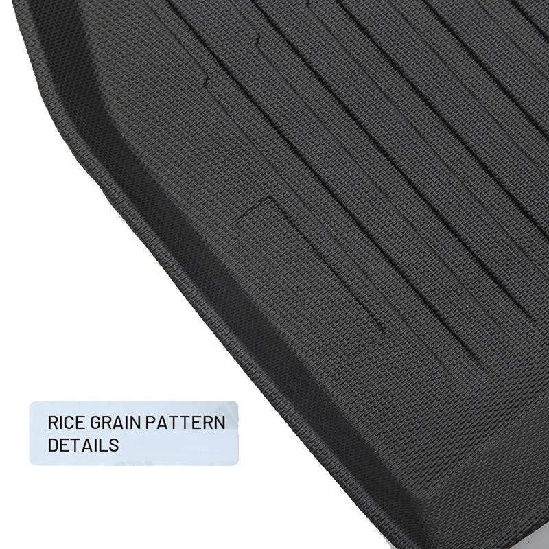 Black TPE Plastic Weather Lower Trunk Mat w/ Pattern for Tesla 24 Model 3