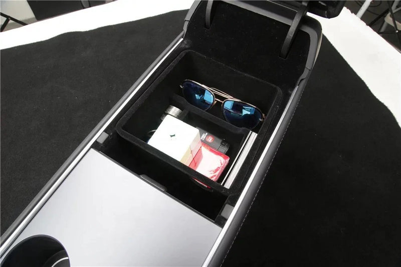 Flocking ABS Central Control Upper Storage Box for Tesla 21-23 Model 3/Y