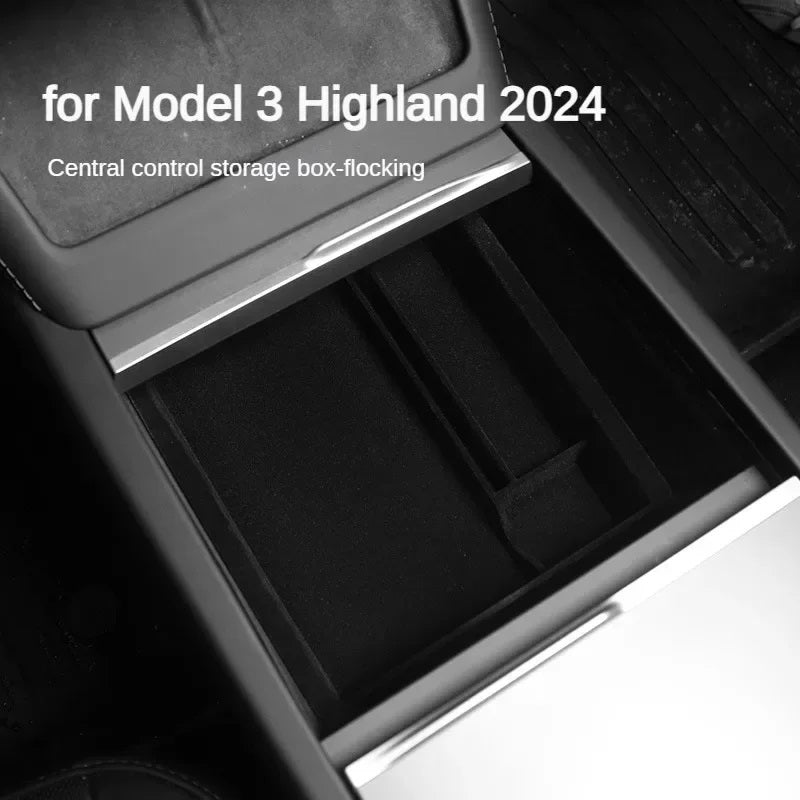 Flocking ABS Central Control Middle Storage Box for Tesla 24 Model 3