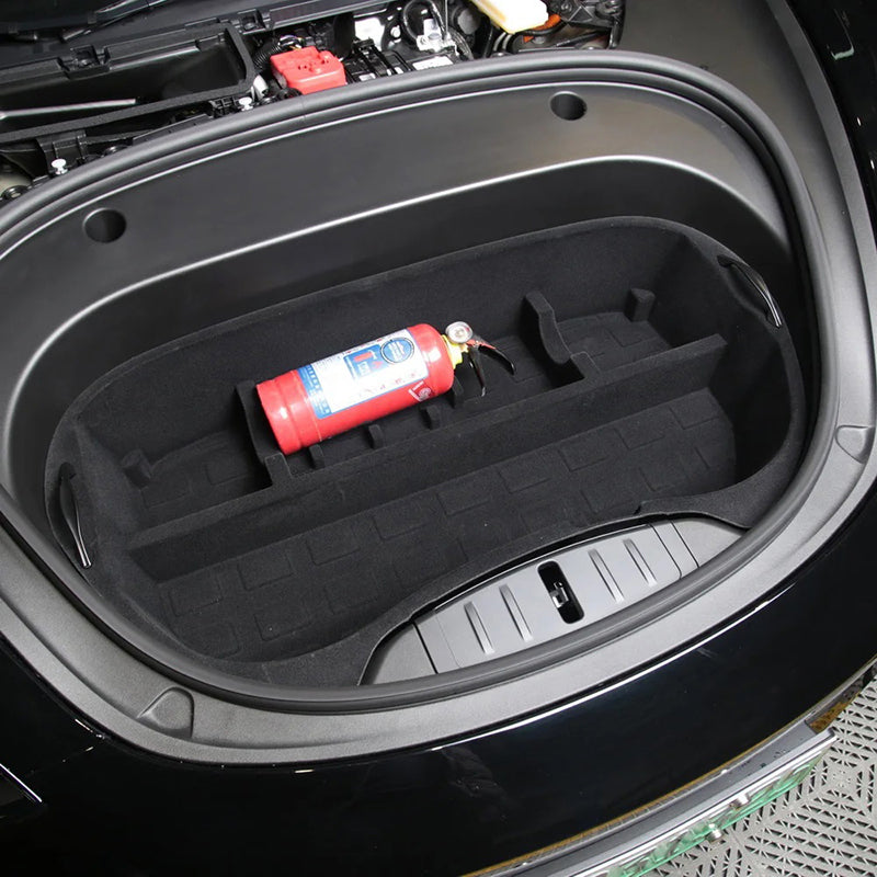 Black ABS Frunk Storage Box Organizer for Tesla 21-23 Model 3