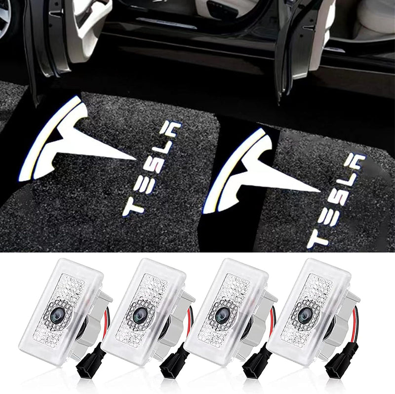 Cool White LED Door Logo Projector Decoration Lights for Tesla 17-23 Model 3/Y