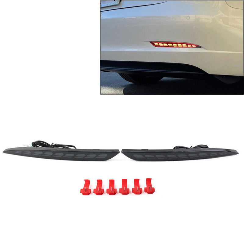 Black Housing Full LED Rear Bumper Fog Reflex Lamp for Tesla 17-23 Model 3