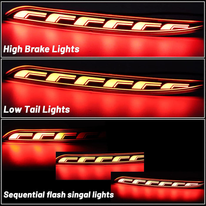 Black Housing Full LED Rear Bumper Fog Reflex Lamp for Tesla 17-23 Model 3