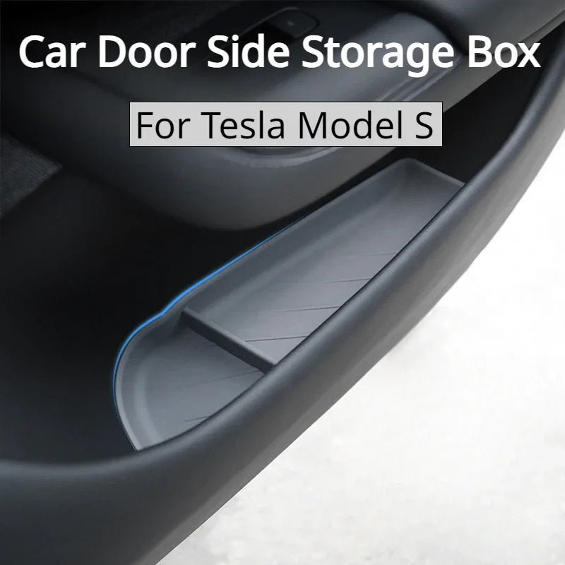 Grey Silicone 4pcs Door Side Storage Box Interior Tray for Tesla 22-24 Model S