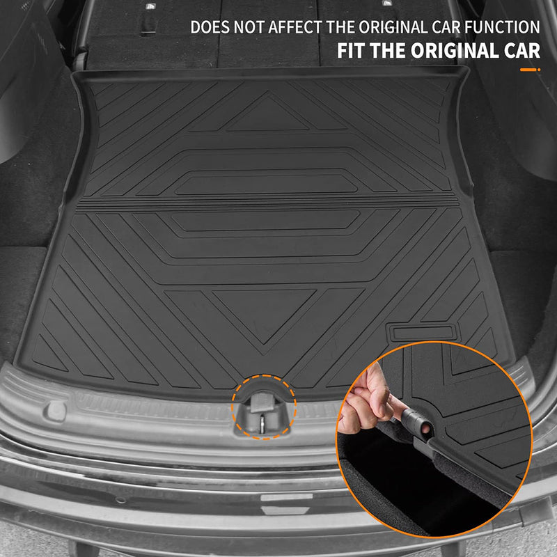 Black TPE Rear Large Trunk Mat for Tesla 20-24 Model Y 5 Seats