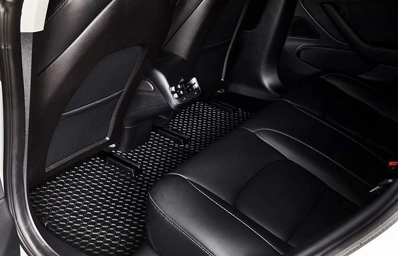 Black TPE Rubber Floor Mats w/ Center Console for Tesla 17-20 Model X 6 Seats
