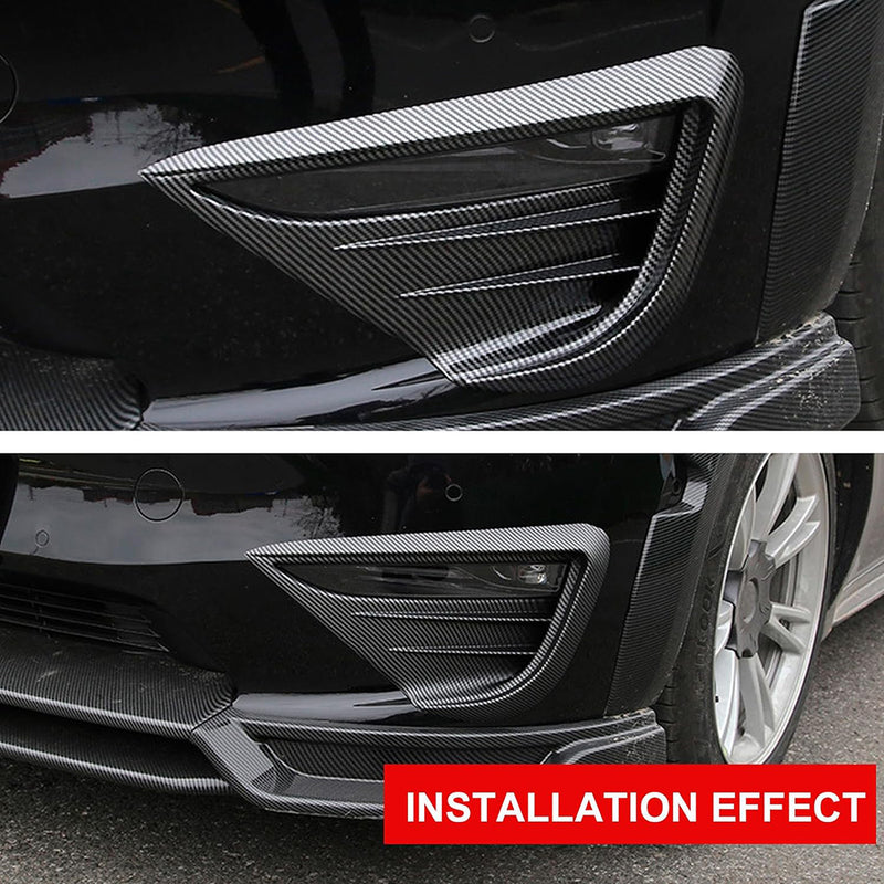 Matte Carbon ABS Front Fog Lamp Aero Trim Covers for Tesla 20-24 Model Y