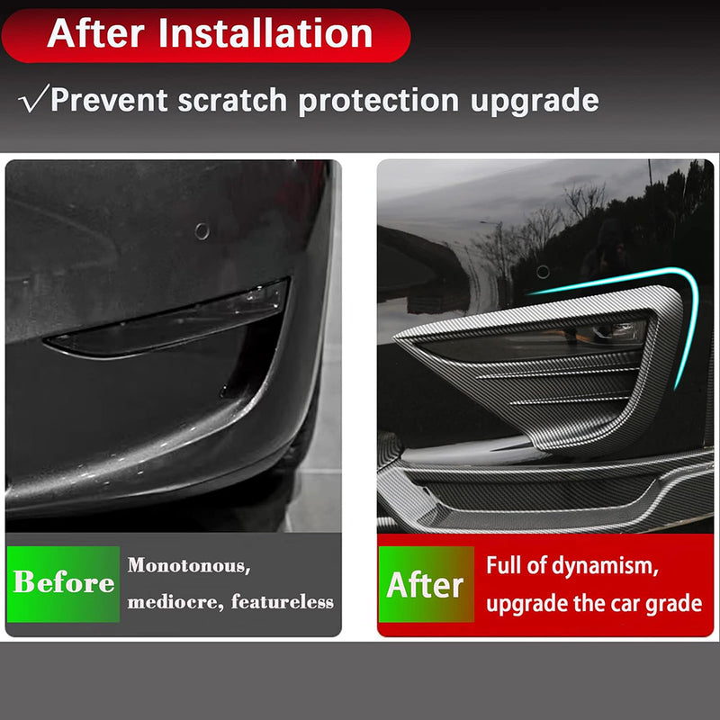 Matte Carbon ABS Front Fog Lamp Aero Trim Covers for Tesla 20-24 Model Y