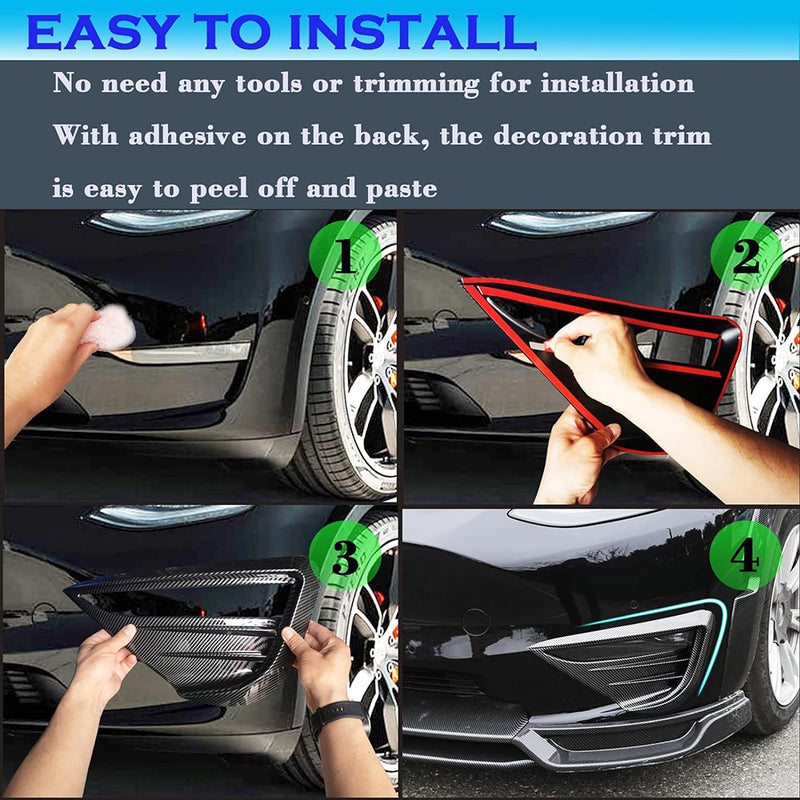 Matte Carbon ABS Front Fog Lamp Aero Trim Covers for Tesla 20-24 Model Y