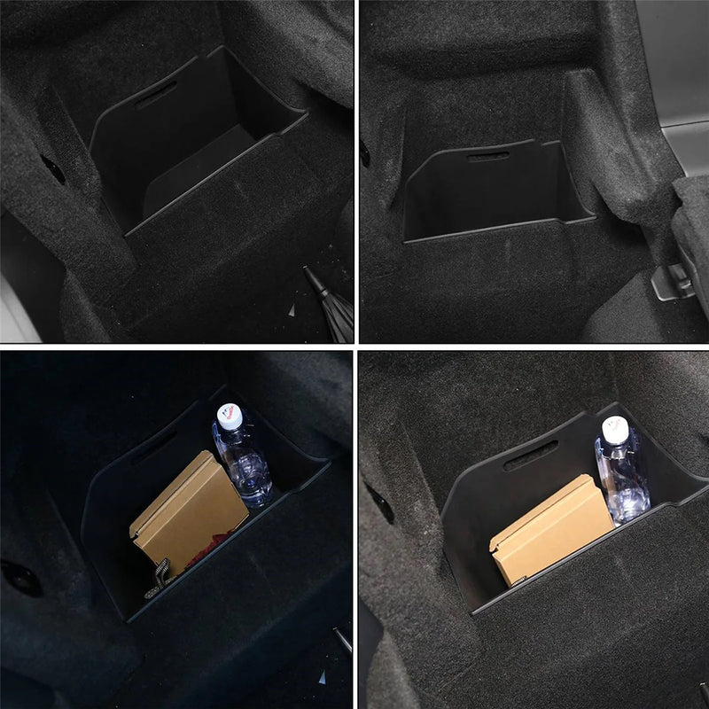 Black Silicone Rear Trunk Lower Left Storage Box for Tesla 22-24 Model X
